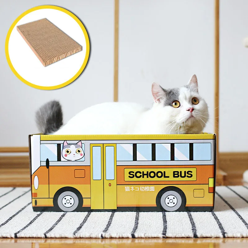 

Cute Cat Scratcher House Claw Scratching Board Corrugated Paper Cardboard Box Cat Bed Sleep Favorite House with Catnip Pet Toy