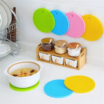 

Kitchen Tools Gadgets 18cm/14cm Silicone Mat Heat Resistant Cup Mat Coasters Round Non-slip Table Placemat Kitchen Accessories