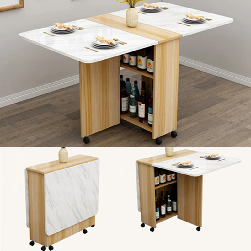 Storage Wooden Dining Table With Wheels Movable Living Room Fold Kitchen Tables Furniture Eco Friendly Computer Desk Wall Table Dining Tables Aliexpress
