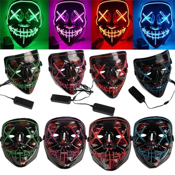 

Halloween Party EL Grim Reaper LED Light Mask Halloween Light Up Neon Prom Mask Scary Party Cosplay 20