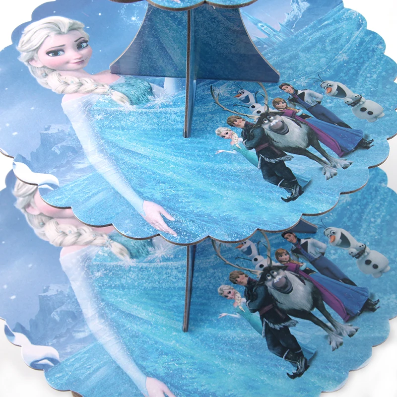 1 Set 3 Tier Cartoon Frozen Princess baby shower birthday party cardboard cupcake stand Party supplies