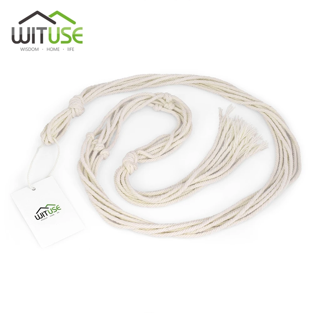 WITUSE 2x Basket Ceramic Planter Hanger Handmade 4 Leg Crude Cotton Pot Holder Hanging Basket Flower Plant Hanger Rope 72-118cm