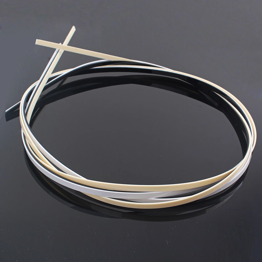 Pack of 3 Plastic Guitar/Electric Bass Binding Purfling Strips Edge Trim Inlay Black+White+Cream