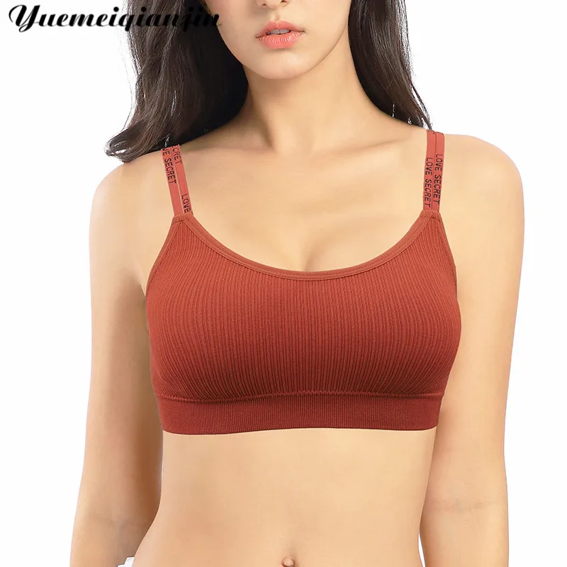 Women Sexy Seamless Bra With Chest Pad Letter Print Strap Breathable Sports Bra Top Underwear Tube Top Female Lingerie Women Sexy Seamless Bra With Chest Pad Letter Print Strap Breathable Sports Bra Top Underwear Tube Top Female Lingerie