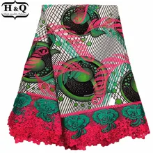 Популярная 6 ярдов африканская вышитая кружевная нигерийская гипюровая восковая печать кружевная ткань батик с кружевной тканью хлопок для одежды