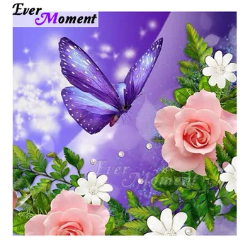 

Ever Moment Diamond Painting Full Square Drill Butterfly Flower Decoration Cross Stitch Diamond Embroidery Rhinestone 3F2278