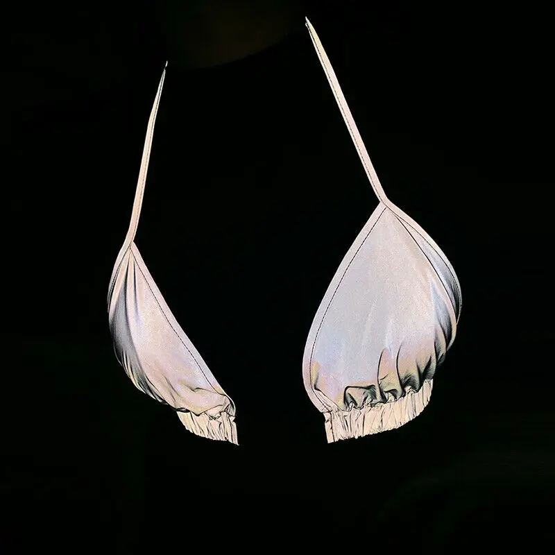 

Hirigin Fashion Top Women Girl Reflective Streetwear Party Bralette Underwear Women Bra Crop Top Camisole Tank Haut Femme