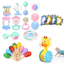 Музыкальные безопасные игрушечные погремушки, ударные детские головоломки, раннее образование, ручное обучение, детские игрушки, грызунки-погремушки с случайным узором