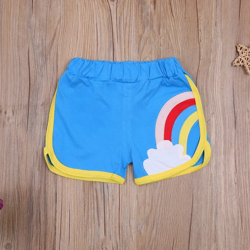 Boys Shorts Kids Denim Shorts Cotton Rainbow Print for Kids