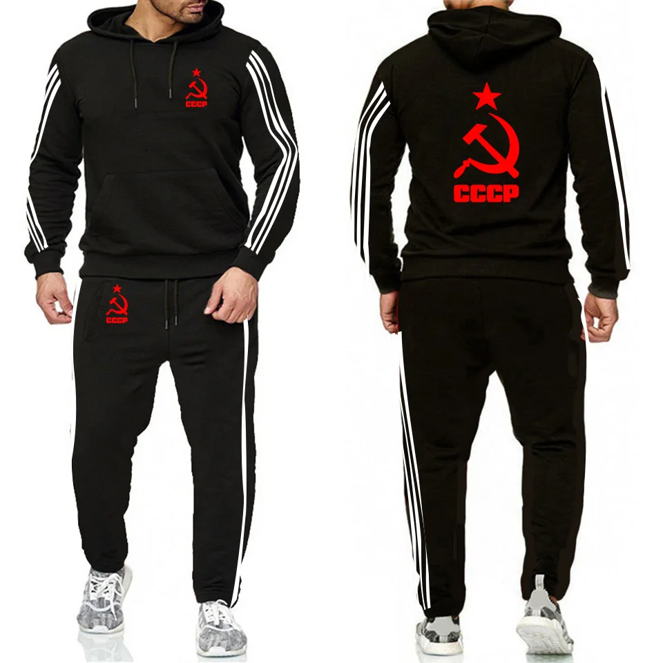 Spring Autumn Tracksuit Men Hoodie sweatshirt jacket+sweatpants suit