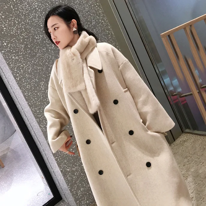 

Woolen Jacket Women's Fall And Winter Clothes 2019 New Style Thick Mid-length Versatile Hong Kong Style Korean-style Popular Woo