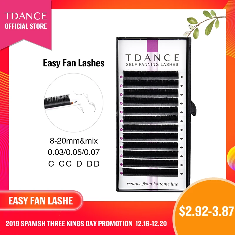 TDANCE Easy fanning Fast Fan цветущие ресницы для наращивания Индивидуальные ресницы автоматические высококачественные объемные ресницы для цветения