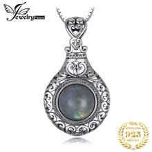 Jдворца сердце натуральный лабрадорит кулон ожерелье 925 драгоценные камни из стерлингового серебра колье заявление ожерелье жен