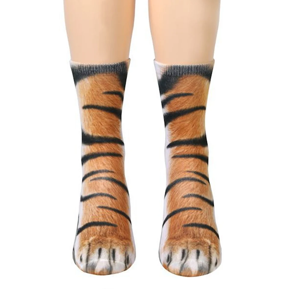 1 пара носков с объемным принтом животных длинные носки унисекс мягкие повседневные милые хлопковые носки собака, лошадь, Зебра, тигр, кошка, лапа