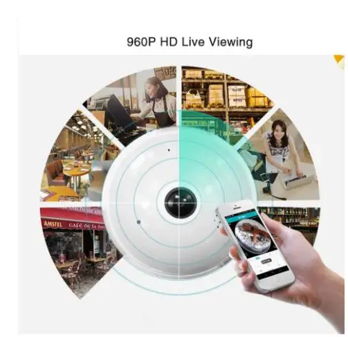 YHY 360 градусов панорамная видеокамера Wifi IP светильник лампа камера видеонаблюдения CCTV датчик движения ночное видение 960P для iPhone Android
