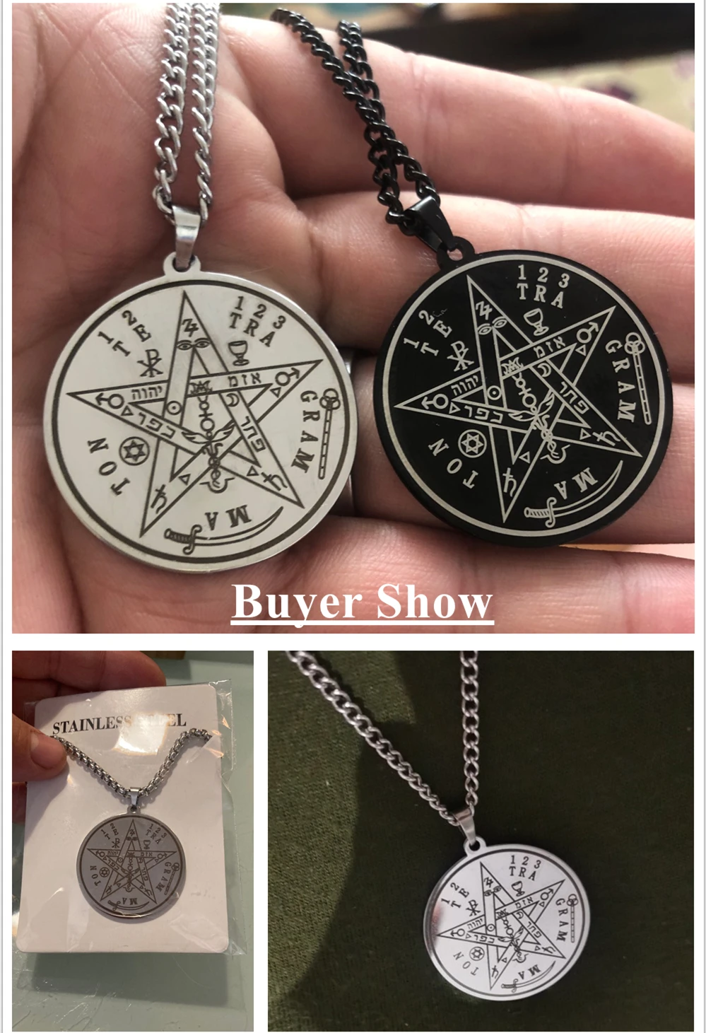 LIKGREAT Vintage Wicca Necklace Tetragrammaton Pendant Wahyeh Blessed Pentagram of Solomon Amulet Stainless Steel Jewelry