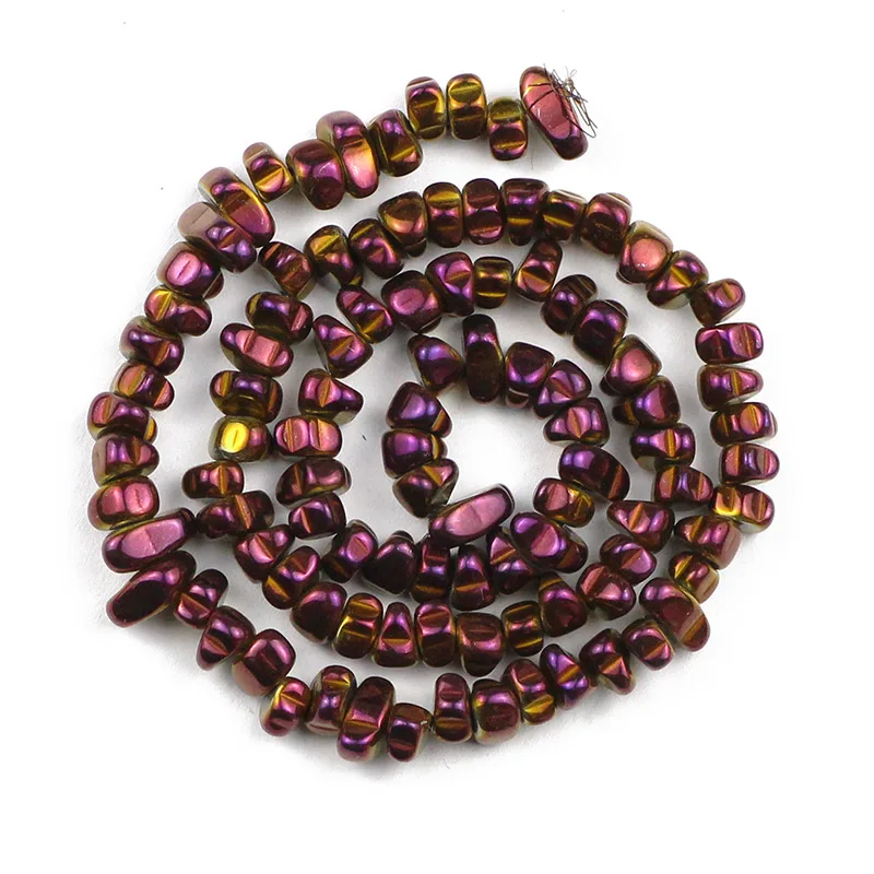 Gold-Toned Hematite Irregular Gravel Natural Stone Beads, 15'' Loose Spacer Beads for DIY Jewelry and Bracelet Making