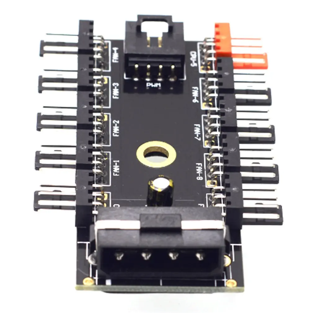 10-Port 12V 4 Pin PWM CPU Cooling Fan Hub SATA Controller Power Supply Spliter Adapter Computer PWM Function Cooling Fan