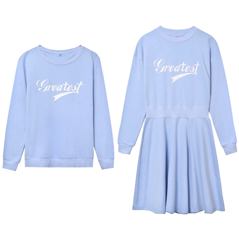 light blue Подходящая футболка для всей семьи; Новинка; сезон осень-зима; одинаковые платья для мамы и ребенка; повседневные толстовки для папы и сына; Одинаковая одежда для пар - Цвет: light blue