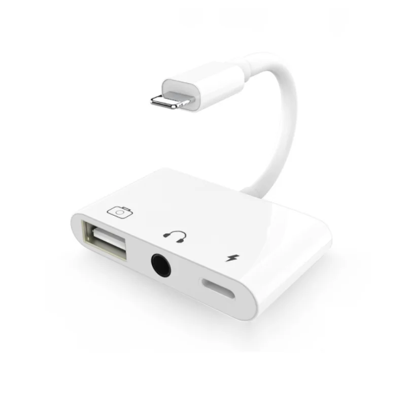 OTG Adapter For Lightning To USB 3 Camera Reader With 3 5mm Headphone Jack Connection Kits Data Sync For iPhone 12 X XR XS 8 7