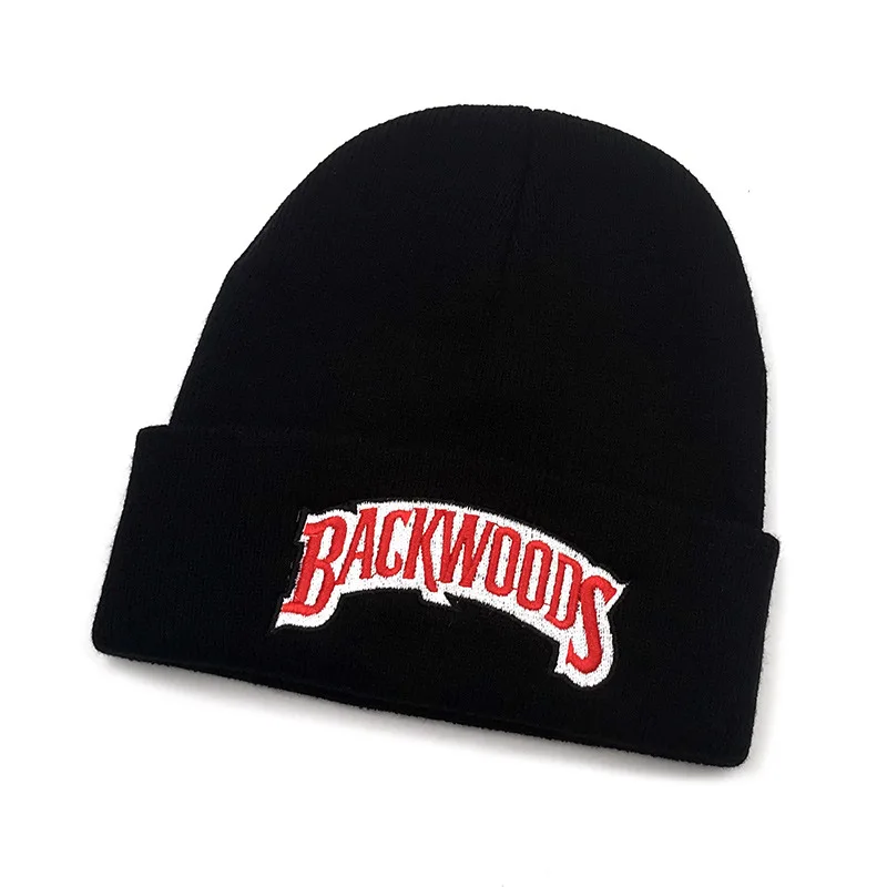 

Winter Short Paragraph Crimping Letter Embroidery BACKWOODS Knitted Beanies Hats Men Women Couple Cold Weather Keep Warm Cap