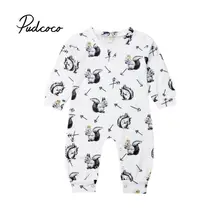 Pudcoco/комбинезон для новорожденных мальчиков и девочек; комбинезон с длинными рукавами и изображением белки; летняя одежда для малышей; размер 70-100