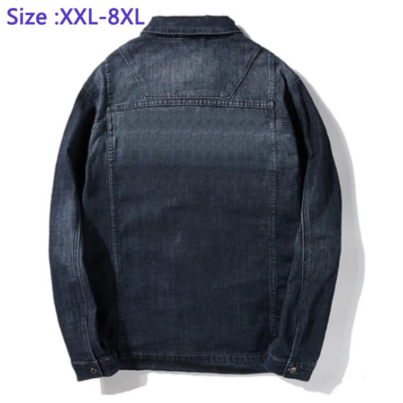 Denim Jacket 97% Cotton Jackek For Men's Thick Casual super large coat Mens Fat Guys Large plus size 2XL -5XL6XL7XL8XL | Мужская