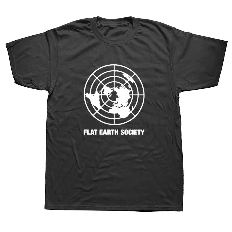 

Flat Earth Society Joke Funny T Shirts Men Summer Cotton Harajuku Short Sleeve O Neck Streetwear Black T-shirt