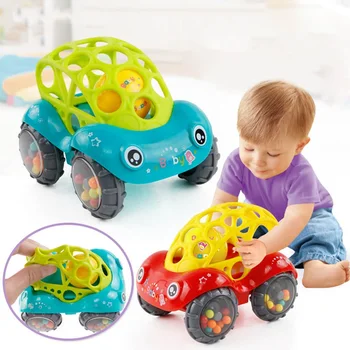 

Baby Car Rings Grasping Soft Rubber Toys Jarno Toy Wave Car Baby Bell Grip Soft Silcone Toy Baby Teether Hand Ball 0-3 Months