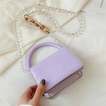 

Fashion Chain Female Shoulder Handbags Super Mini PU Leather Crossbody Bags for Women Bead Design Ladies' Travel Messenger Bags