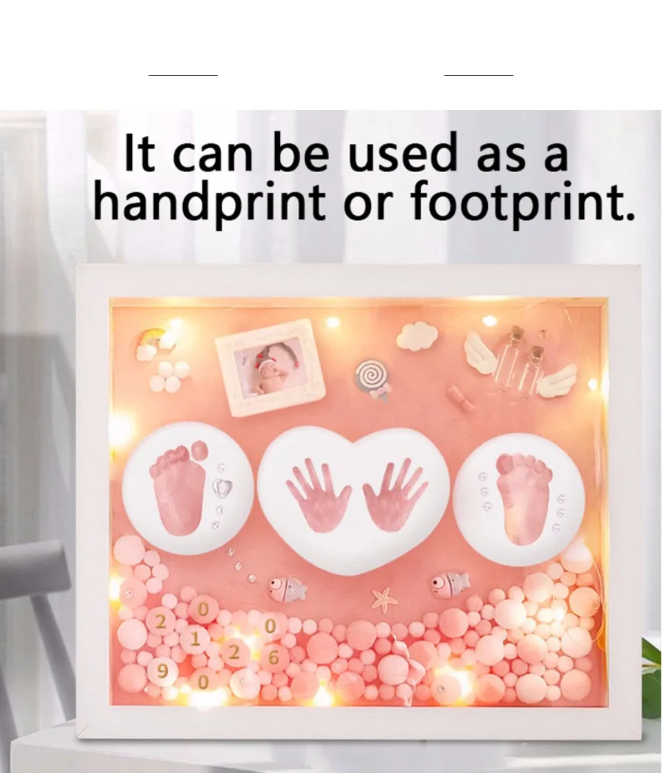 3D Baby Souvenir Set Handprint Footprint Soft Clay Photo Frame Newborn Exquisite Decorations Ornament Print Keepsake Baby Care