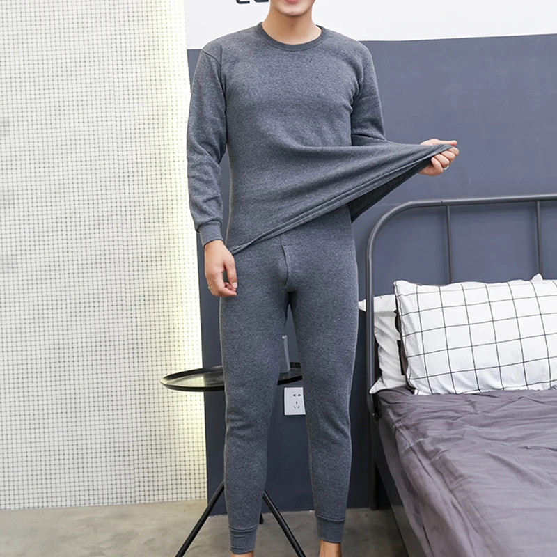 Hot Product Men Thermal Sets 2019 Winter Warm Two Piece Set Mens Clothing Hot Dry Technology Thermo Suits Fleece Moletom Feminino Inverno