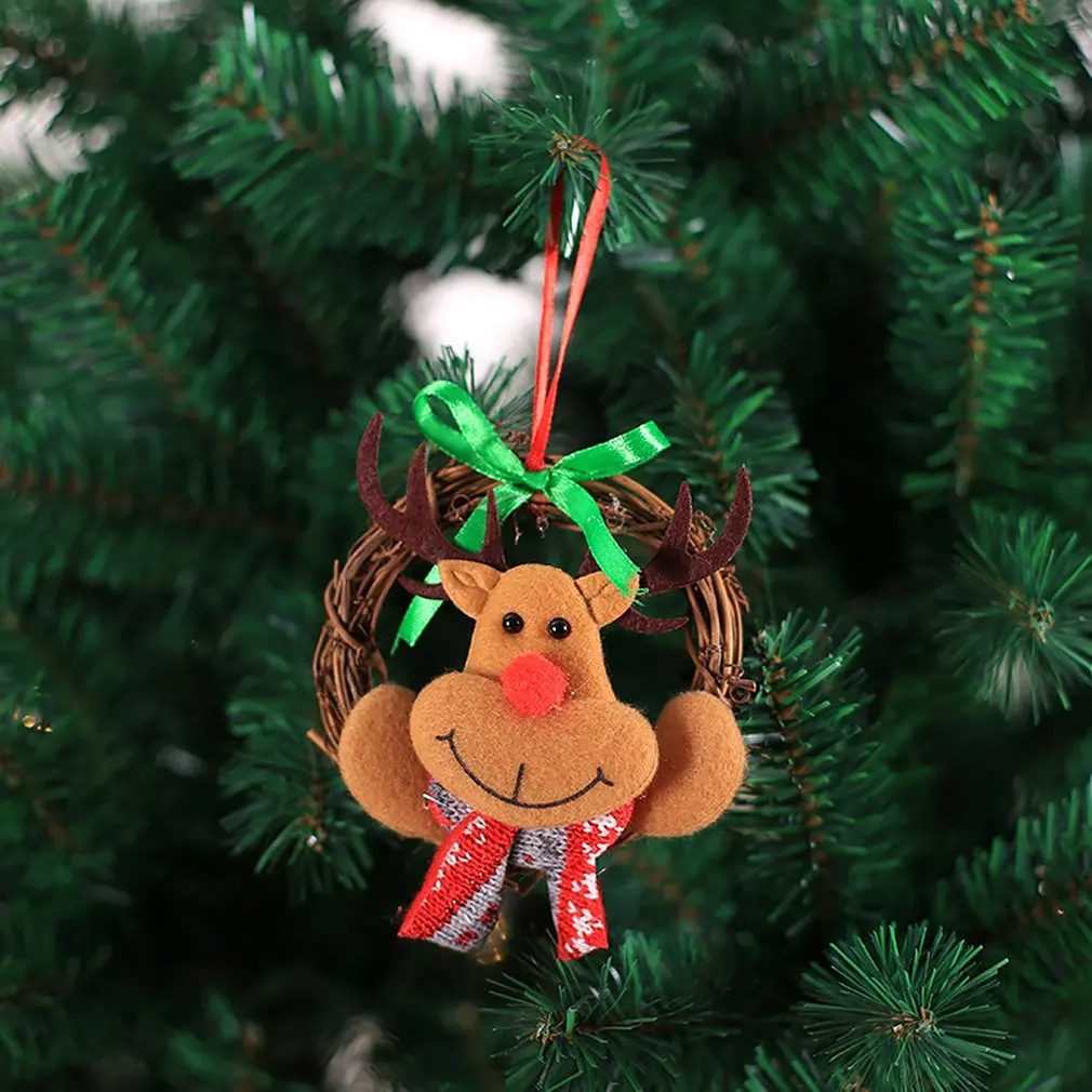 Christmas Ornaments Christmas Snowman Old Wreath Decorations Little Figurine Rattan Circle Christmas Decoration Props