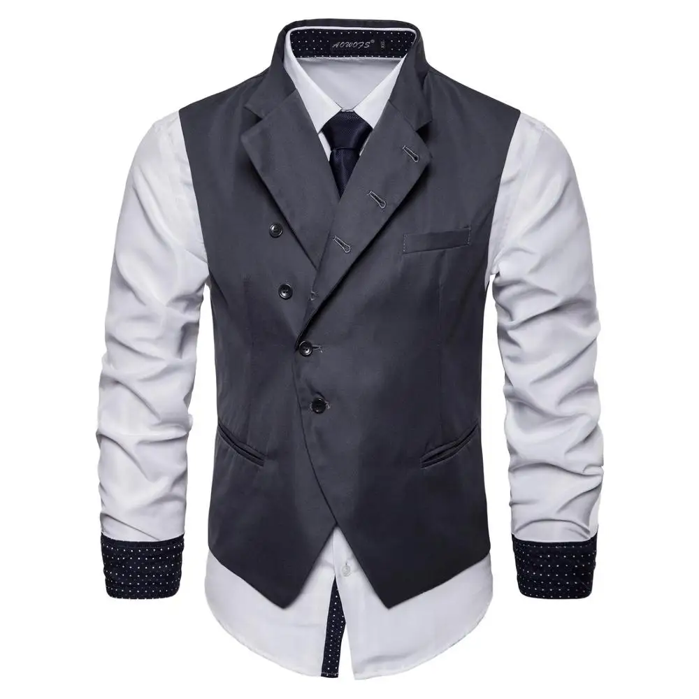 

Autumn men inclined button slim fit vest business british style waist coat nightclub male vintage casual suit vest DJ costume