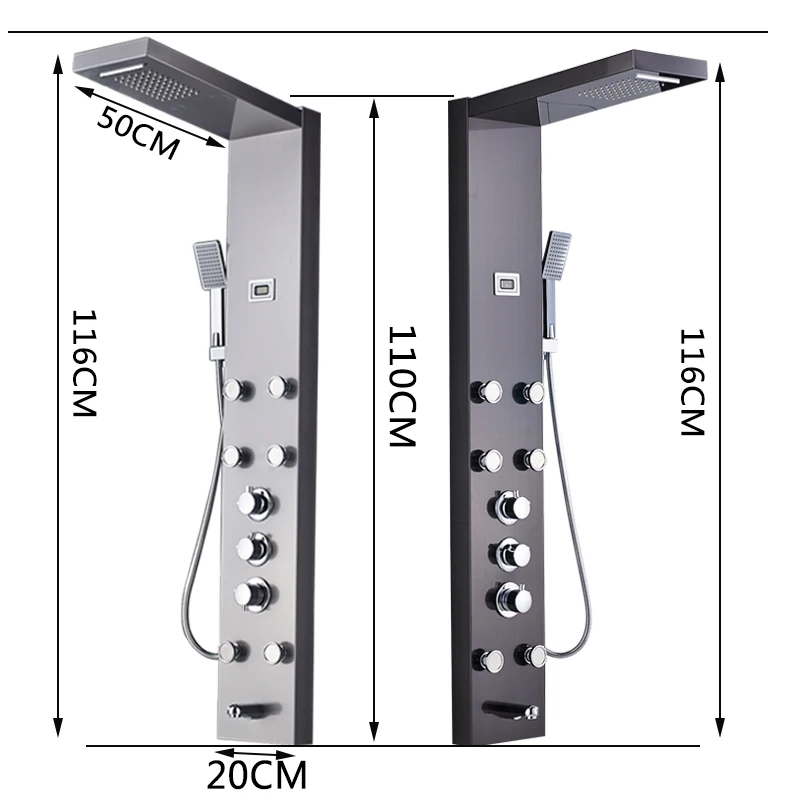 Матовая душевая панель с термостатом колонна из нержавеющей стали панельная башня дождь водопад душевая головка с струями спа ванна носик