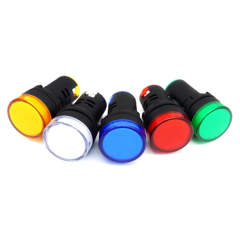 

1pc Indicator Signal Lamp Light Waterproof ad16-22ds 22mm AC/DC 12V 24V 110V 220V 380V Red Green Yellow Blue White LED 20mA