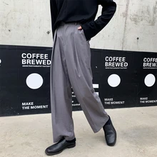 Осень поп платье брюки для мужчин мода сплошной цвет Бизнес повседневные брюки человек уличная дикая свободная прямая костюм брюки M-XL