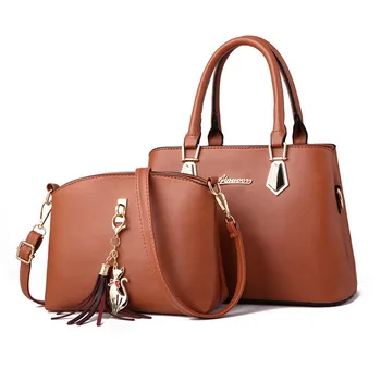 

PUIMENTIUA 2pcs/Set Woman Bag Fashion Female Purse And Handbag Two-Piece High Quality PU Leather Shoulder Bags Messenger Bag