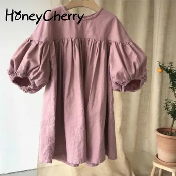 

2020 Girls Dresses For Party And Wedding Department of girls nine points lantern sleeve cotton dress small fresh