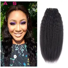 Волосы Alishow Kinky Striaght на заколках, человеческие волосы для наращивания, 120 г, натуральные волосы производства Бразилии на заколках, волосы remy на всю голову, натуральный цвет