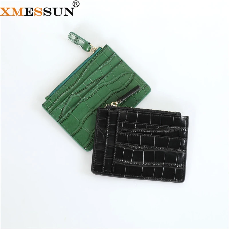 GREEN Alligator Crocodile Leather Skin Credit card holder Mini