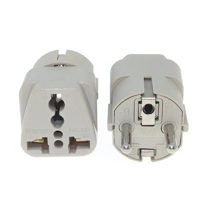 Adaptador universal 10/16A 250V Schuko Gris Wonpro - Promart