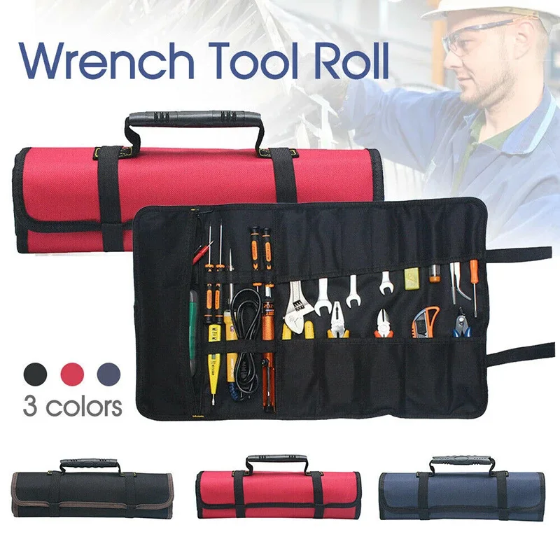 Large Wrench Roll Up Pouch Bag 22 Pockets Canvas Wrench Roll Organizer