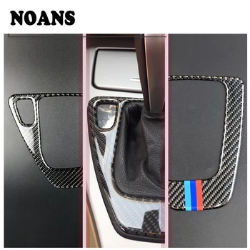 

NOANS Car Carbon Fiber Center Console Gears Shift Knob Panel Trim Car Styling Stickers For BMW E90 3 Series E92 Auto Accessories