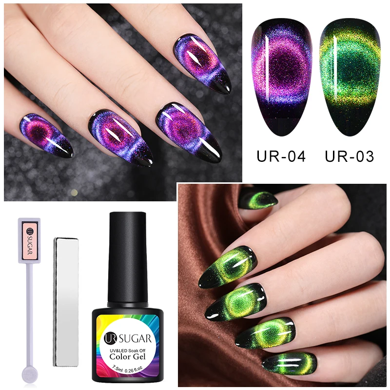 

UR SUGAR 3pcs 9D Galaxy Cat Eye Nail Gel Set Chameleon Magnetic Soak Off UV/LED Nail Varnish Semi Permanent Manicure Gel Lacquer