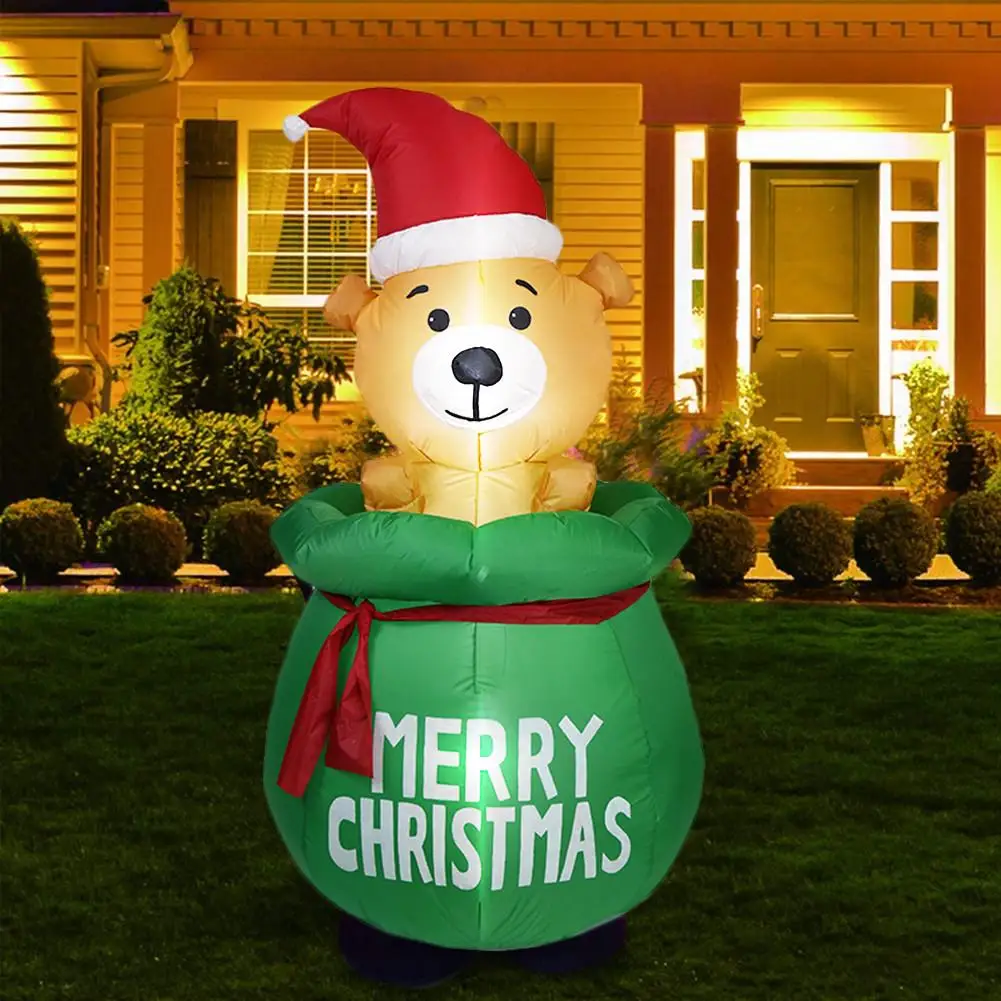 

1.5M Outdoor Indoor Christmas Inflatable Cute Bear Kids Gift Yard Decor LED Lights Blow Up Lighted Lawn For Garden Decoration