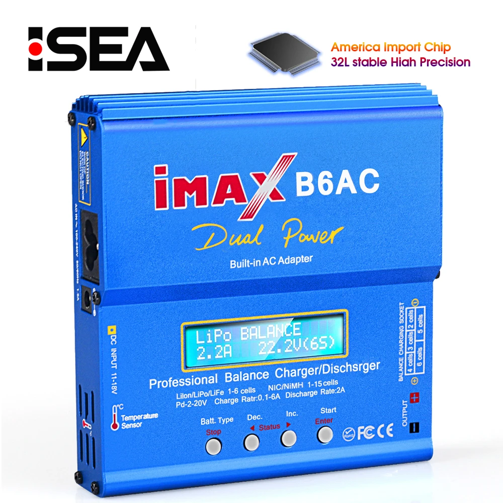 HTRC iMAX B6 AC RC зарядное устройство 80 Вт B6AC 6A двухканальный баланс цифровой ЖК экран Li