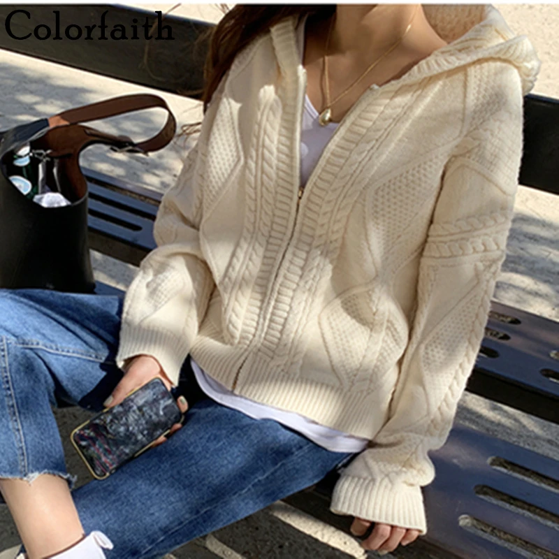 Colorfaith женские свитера Осень зима 2019 корейский стиль милые вязаные модные