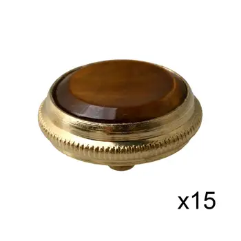 

Yibuy 15Pcs Tiger Eye Stone Gold Flat Angle Style Trumpet Valve Finger Buttons