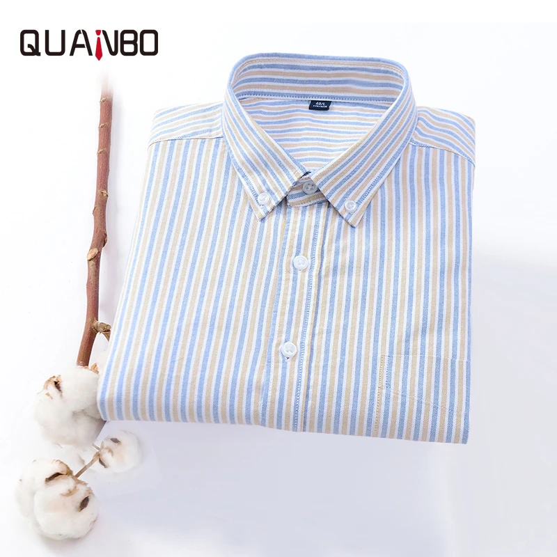 Хлопок Оксфорд полосатая Мужская рубашка с длинным рукавом осень весна бизнес повседневное молодежное платье рубашки Высокое качество брендовая одежда